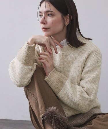 カラーMIXミドルゲージニット【洗濯機OK】