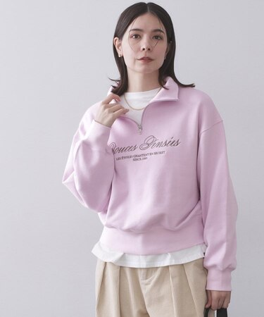 ハーフZIPロゴ刺繍裏毛【洗濯機OK】