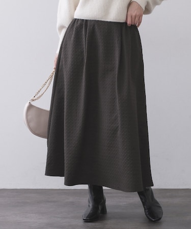 チドリエンボスフレアスカート【洗濯機OK】