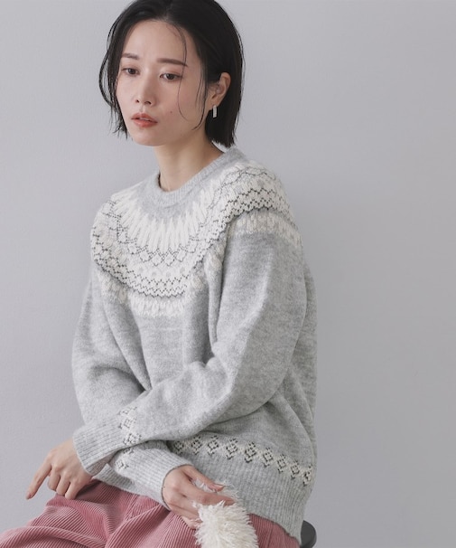 ラメ求心柄ニット【洗濯機OK】