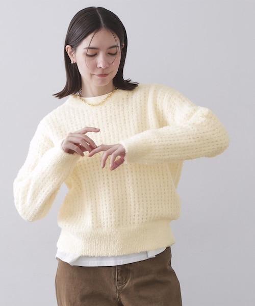 モールヤーンメッシュニット【洗濯機OK】｜オペーク ドット クリップの