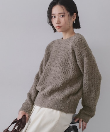 モールヤーンメッシュニット【洗濯機OK】