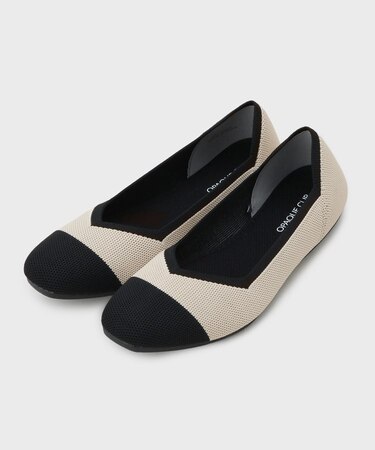 スクエアトゥニットパンプス