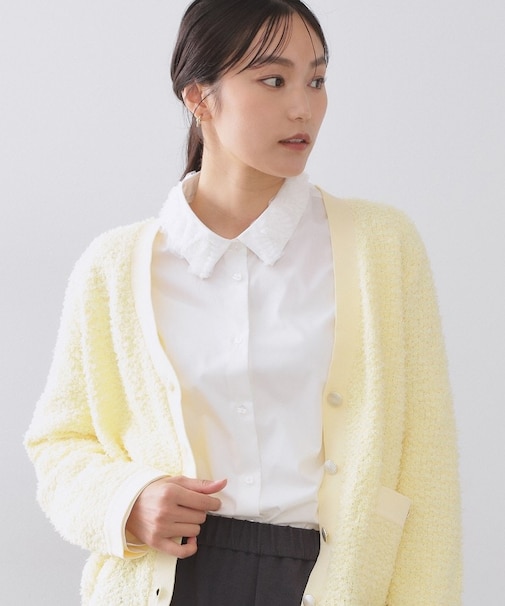 襟チュールシャツ【洗濯機OK】