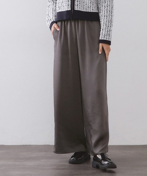 サテンイージーワイドパンツ【洗濯機OK】