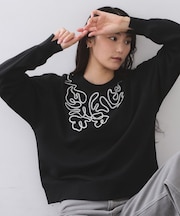 コード刺繍裏毛プルオーバー【洗濯機OK】