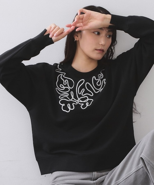 コード刺繍裏毛プルオーバー【洗濯機OK】