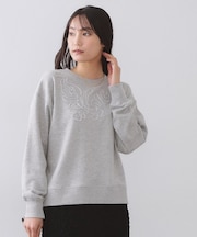 コード刺繍裏毛プルオーバー【洗濯機OK】