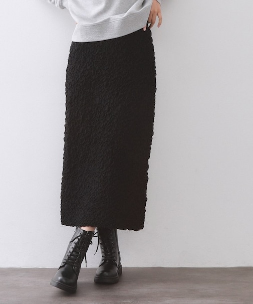 ジャカード編みニットナロースカート【洗える】