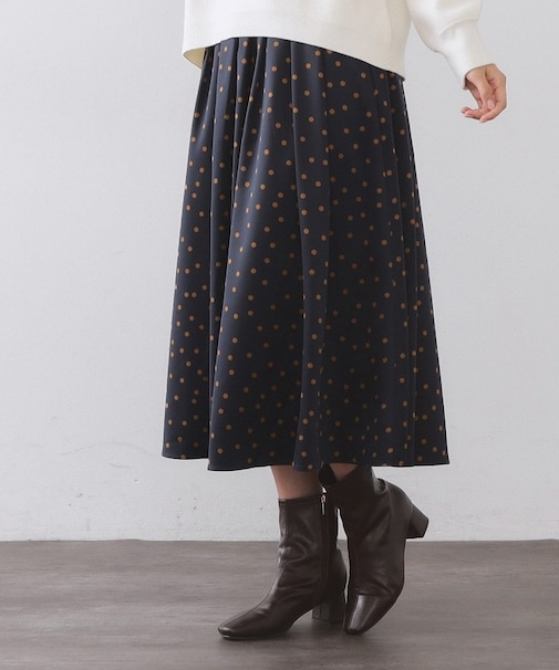 カラードットフレアスカート【洗濯機OK】