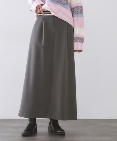 ボーダーリブ使いナロースカート【洗濯機OK】