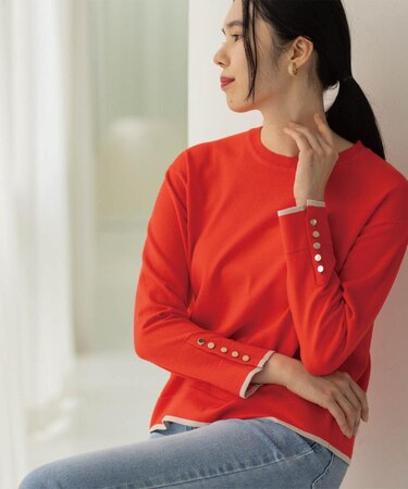 金ボタン使いリラクシーニット【洗濯機OK】