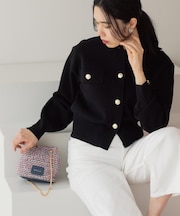 フラップポケット金ボタンニットカーディガン【洗濯機OK】