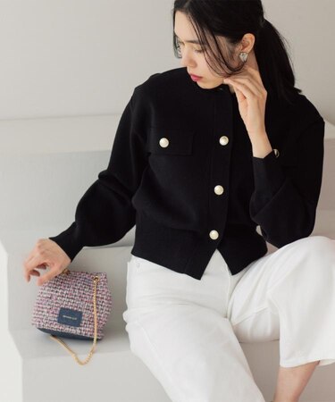 フラップポケット金ボタンニットカーディガン【洗濯機OK】