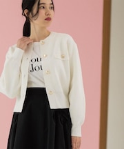 フラップポケット金ボタンニットカーディガン【洗濯機OK】