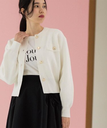 フラップポケット金ボタンニットカーディガン【洗濯機OK】