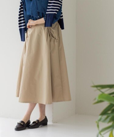 ポケットデザインフレアスカート【洗濯機OK】