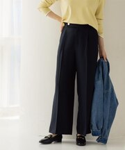 金ボタンデザインワイドパンツ/セットアップ対応【洗濯機OK】《S～LL》