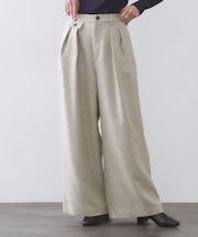 ヘリンボーンタックワイドパンツ【洗濯機OK】