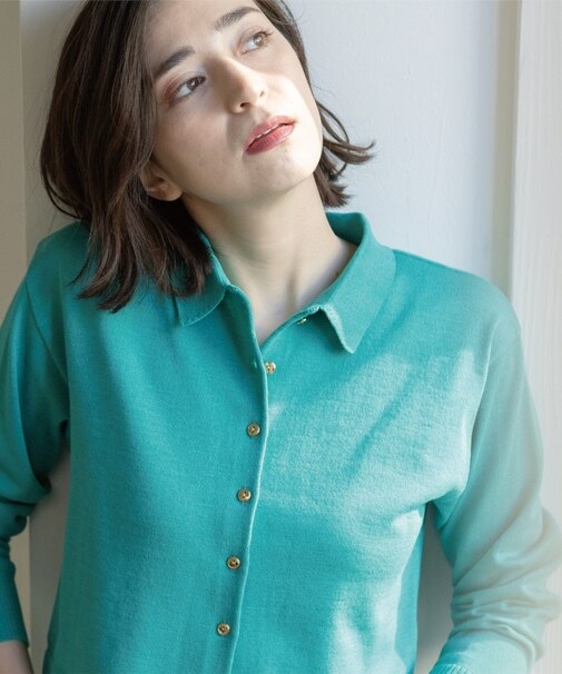 ポロネックカーディガン