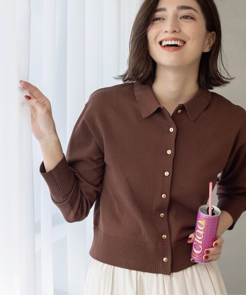 ポロネックカーディガン