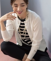 多ボタン 袖口刺繍クルーネックカーディガン