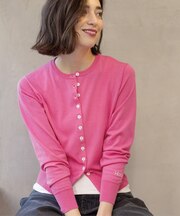 多ボタン 袖口刺繍クルーネックカーディガン