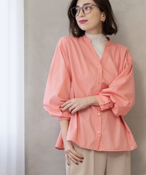 前あき後ろフレアブラウス