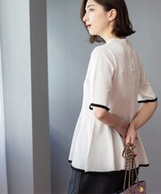 配色ライン ペプラムニット