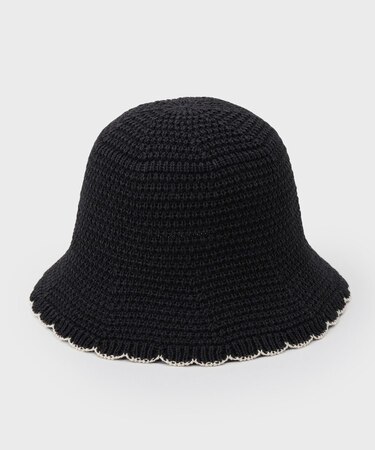 麻混サーモ配色バケットハット