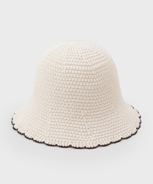 麻混サーモ配色バケットハット