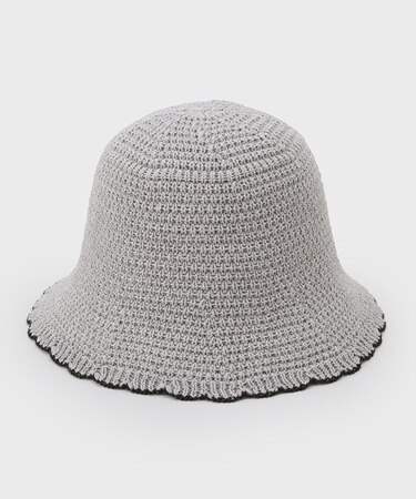 麻混サーモ配色バケットハット