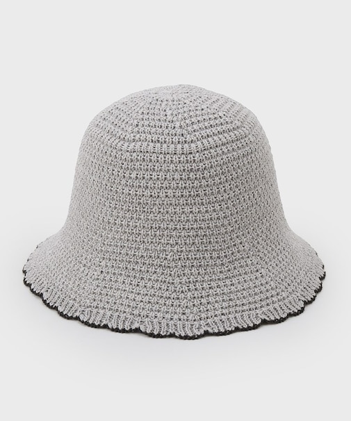 麻混サーモ配色バケットハット