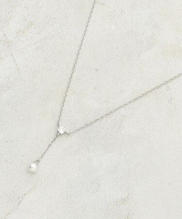 華奢ビジュー×フェイクパール ショートネックレス