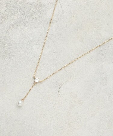 華奢ビジュー×フェイクパール ショートネックレス