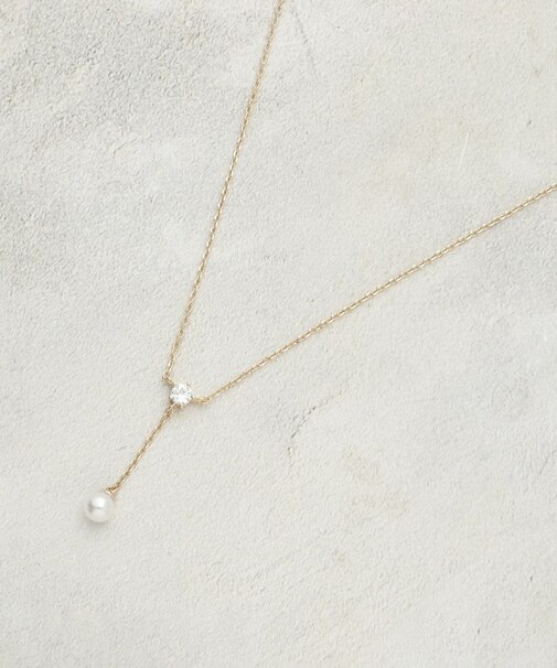 華奢ビジュー×フェイクパール ショートネックレス