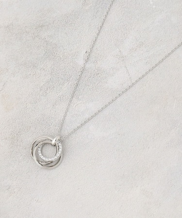 メタル×ビジュー3連リング ネックレス