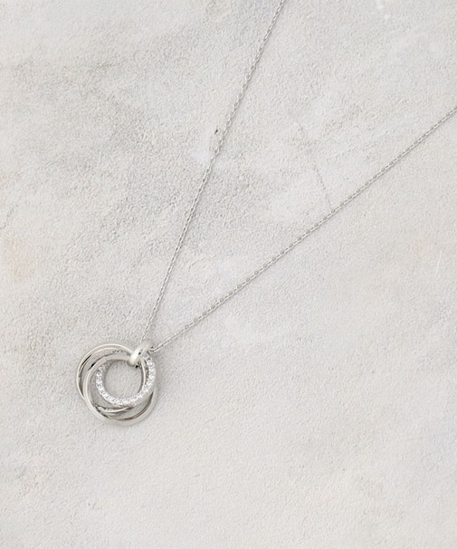 メタル×ビジュー3連リング ネックレス