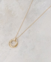 メタル×ビジュー3連リング ネックレス