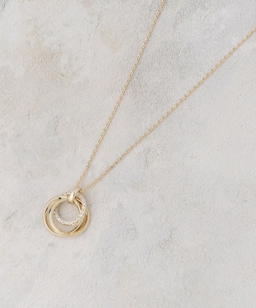 メタル×ビジュー3連リング ネックレス