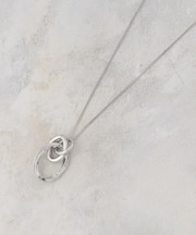 メタルオーバル×2連リング ロングネックレス