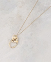 メタルオーバル×2連リング ロングネックレス