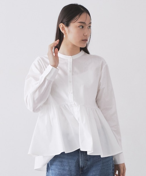 ペプラムシャツ【洗濯機OK】