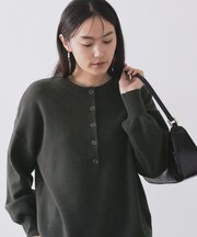 ヘンリーネックニット／前後2WAY【洗濯機OK】