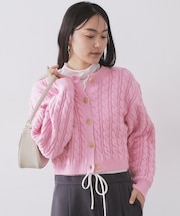 ケーブルミドルゲージニットカーディガン【洗濯機OK】