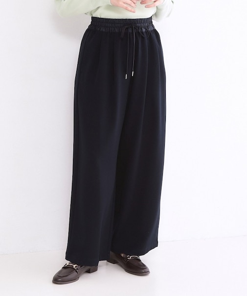 ウエストサテンイージータックワイドパンツ【洗濯機OK】