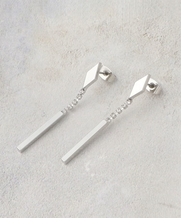 ダイヤシェイプメタル×ビジュー ピアス