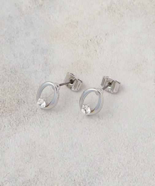 オーバルメタル×ビジューミニピアス