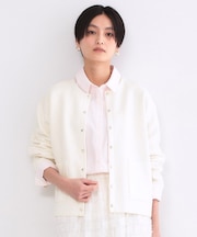 スナップボタン ダブルフェイス配色ニットカーディガン【洗濯機OK】