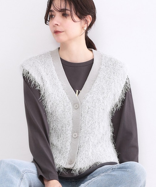 フリンジニットベスト【洗濯機OK】